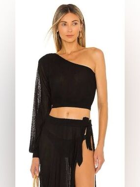 DEVON WINDSOR One-Shoulder Black Top and Matching Skirt Cover-up